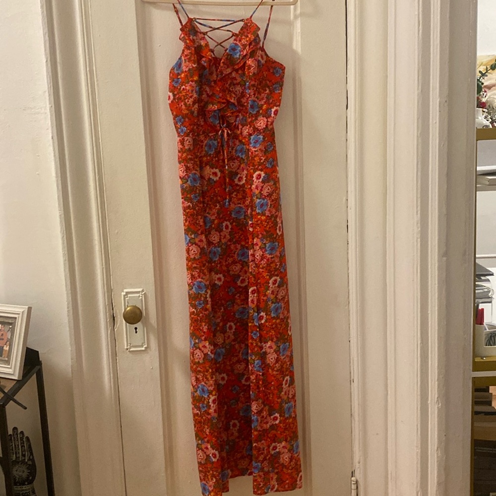 NWOT WAYF Red Floral Maxi Dress - Picture 3 of 10